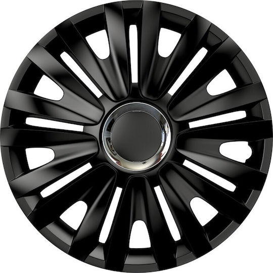 Radkappen-Set Cridem Royal Rc 4 Stück - Schwarz/Chrom - 14''