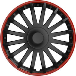 Set Capace De Roți Auto Cridem Crystal Ro 4 Bucăți - Negru/Roșu - 14''