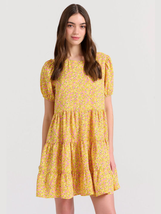 Funky Buddha Mini Dress with Ruffle YELLOW