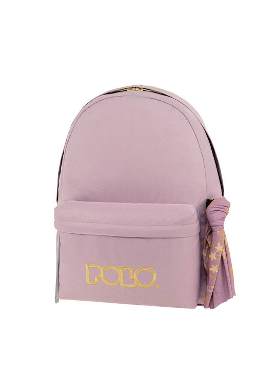 Polo Original Double Scarf School Bag Backpack Junior High-High School in Purple color 2024