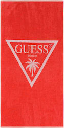 Guess Red Cotton Beach Towel 140x70cm