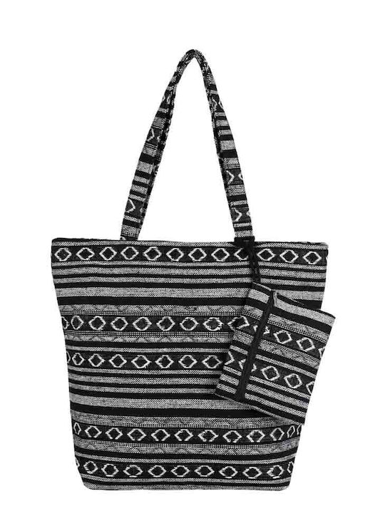 Aquablue Текстилна Плажна чанта с етнически дизайн Черно