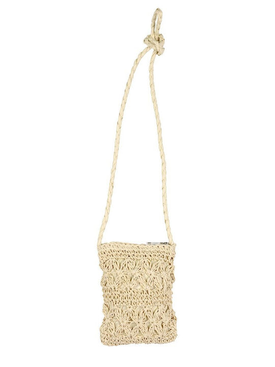 Aquablue Stroh Strandtasche mit Ethnischem Muster Beige