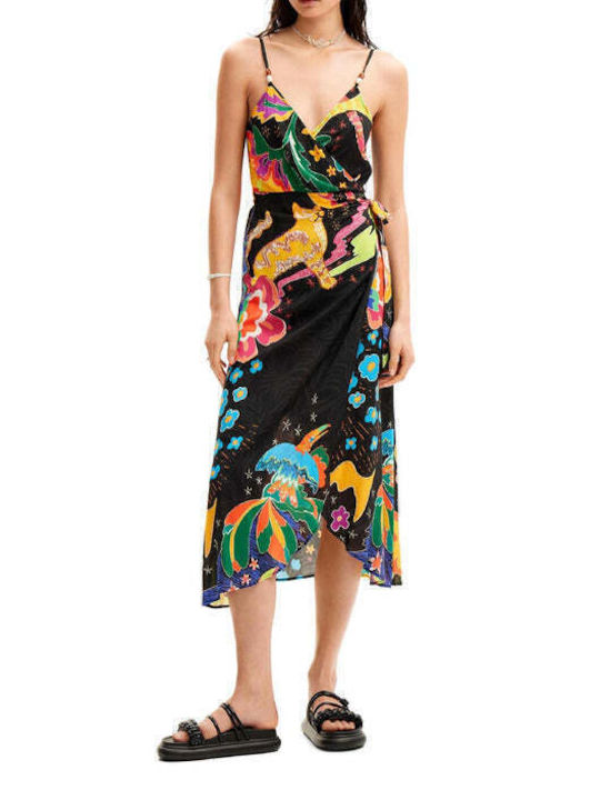 Desigual Summer Dress with Slit Black