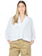 Women's Summer Blouse Short Sleeve with V Neckline White