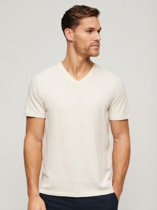 Superdry Herren T-Shirt Kurzarm mit V-Ausschnitt Oat Cream Marl