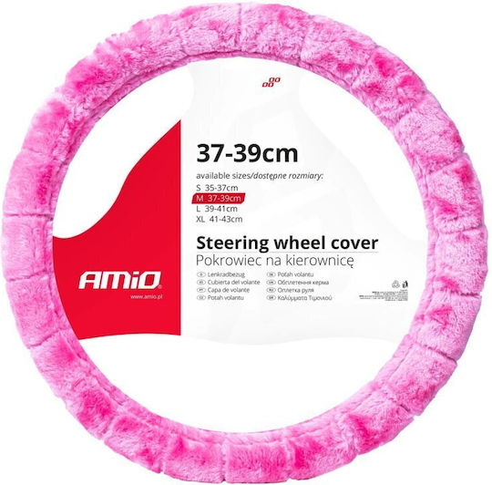 Amio Steering Wheel Cover In Faux Fur Swc-54-m - Ø 37-39 Cm - Pink