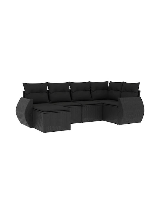 Set Outdoor Lounge Black with Pillows 6pcs