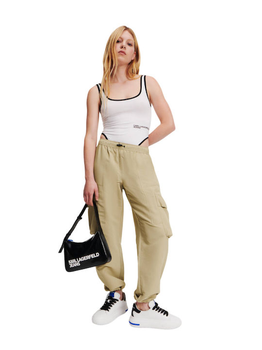 Karl Lagerfeld Women's Fabric Cargo Trousers Beige