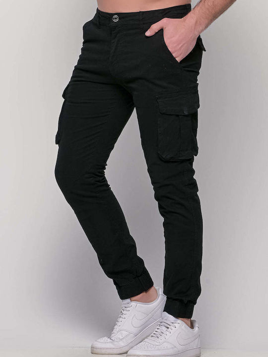 Pantaloni pentru bărbați Cargo Elastice cu Croială Slim Black
