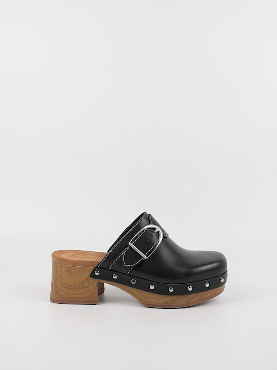 Clarks Heel Mules Black