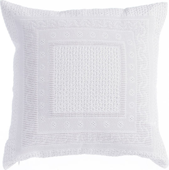 Nef-Nef Homeware Decorative Pillow Case Bernard made of 100% Cotton White 50x50cm