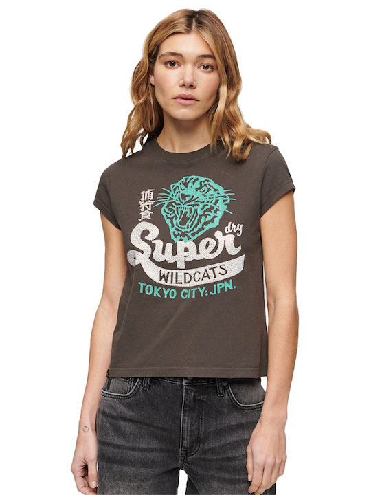 Superdry Embellished Damen T-Shirt Gray
