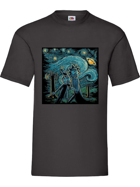 Tricou negru Rick And Morty Van Gogh Original Fruit Of The Loom 100% bumbac No20