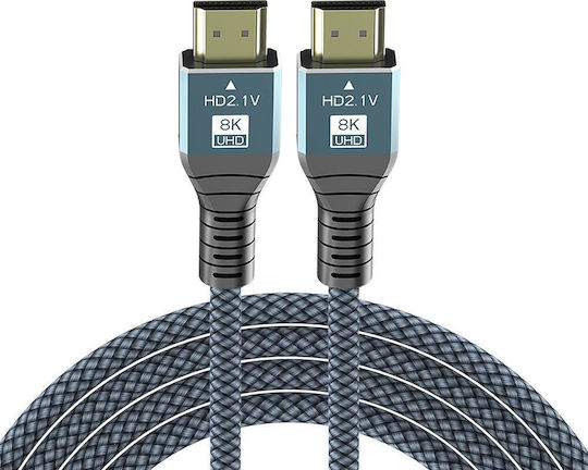 Nedis HDMI 2.1 Ultra High Speed 48Gbps 4K 120Hz HDR VRR Geflochtenes HDMI-Stecker Kabel HDMI male 2m Grau