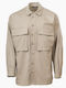 Long-sleeved Cotton Shirt Beige