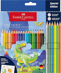 Faber Castell - Holzgriffelkreiden 18+6 Stück, Dinosaurier 201546