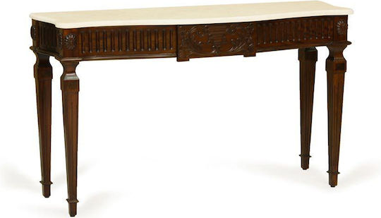 Console Table of Solid Wood & Marble Marble L140xW46xH80cm