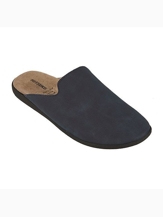 Mitsuko Men's Leather Slippers Blue