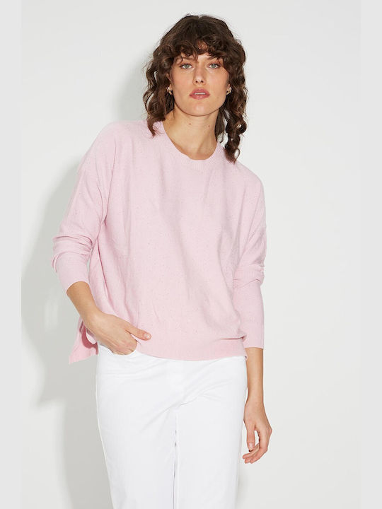 Bill Cost Women's Sweater with Boat Neckline Pink