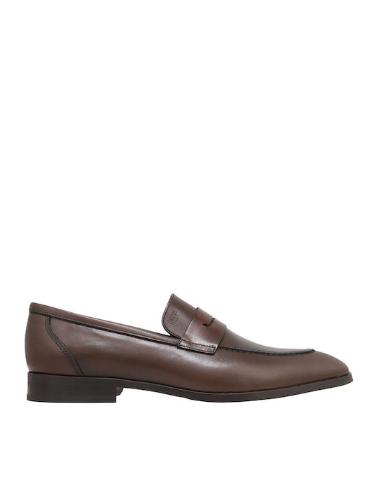 Boss Shoes Δερμάτινα Ανδρικά Loafers σε Καφέ Χρώμα