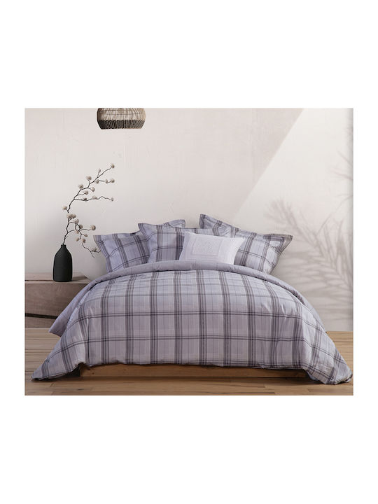 Nef-Nef Homeware Duvet Cover Set Cotton Satin King with 2 Pillowcases 240x230 Caldor 035296 Grey