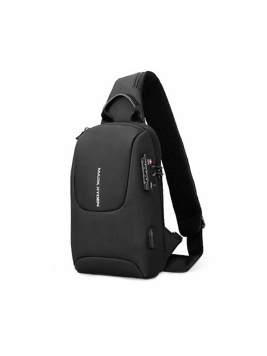 Mark Ryden Sling Bag with Zipper & Adjustable Strap Black 22x10x31cm