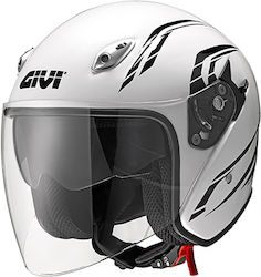 Givi H20.6 Fiber-J2 Plus Alb lucios Cască de motocicletă Jet 1250gr cu vizor solar