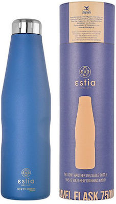 Estia Travel Flask Save the Aegean Μπουκάλι Θερμός Ανοξείδωτο BPA Free Denim Blue 750ml