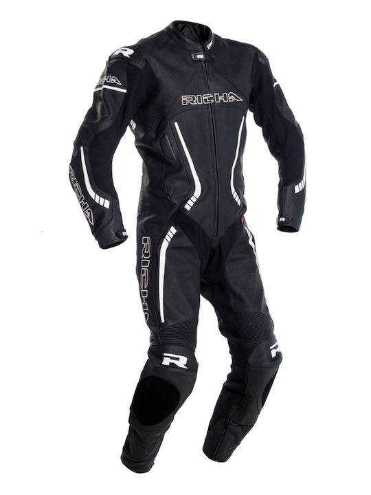 Richa Men's Leather Motorcycle Riding Suit Black