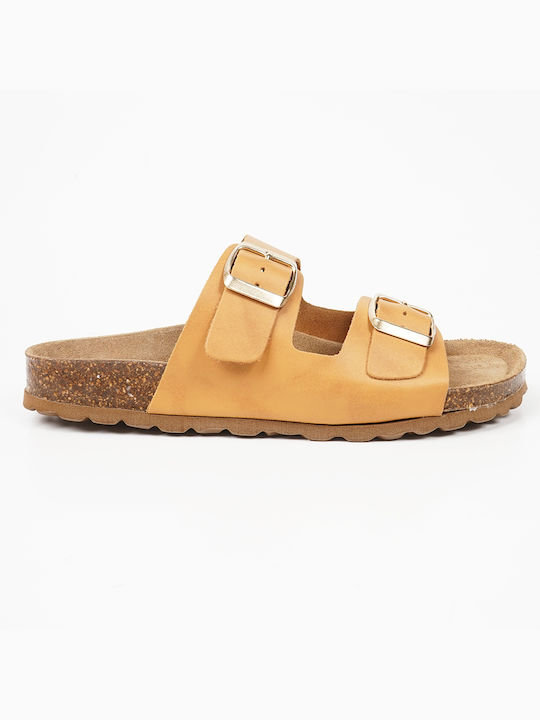 Flivver Leather Women's Flat Sandals Camel