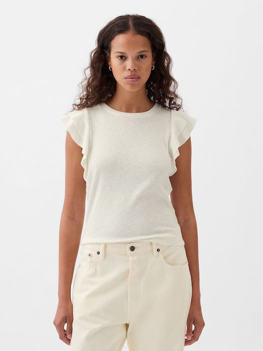 GAP Women's Summer Blouse Short Sleeve White