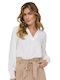 Only Women's Summer Blouse Long Sleeve with V Neckline White