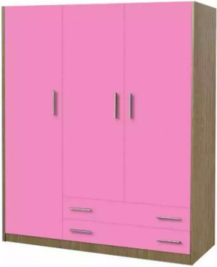 Ușă triplă Dulap cu 2 Sertare Roz 110x50x180cm