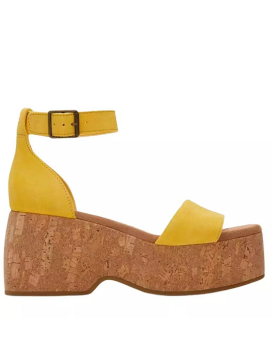 Toms Women's Suede Platform Shoes Yellow