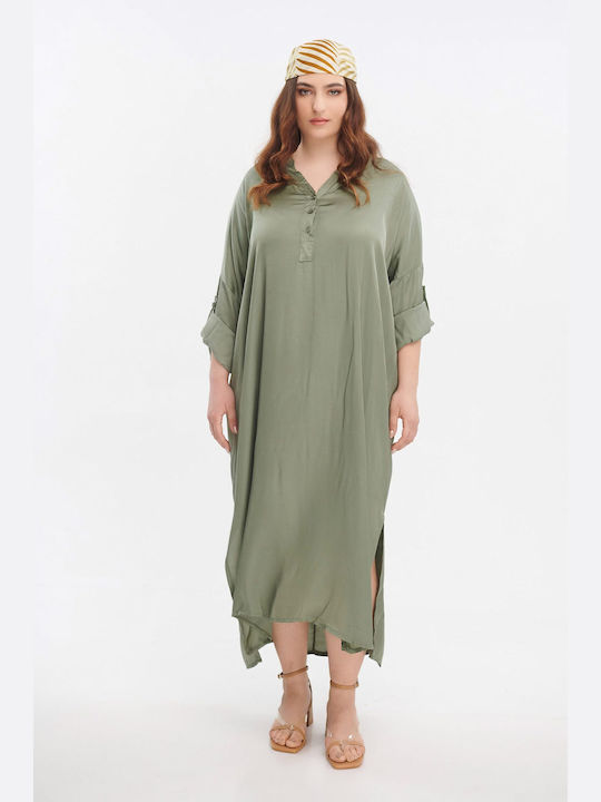 Jucita Summer Midi Shirt Dress Dress Haki