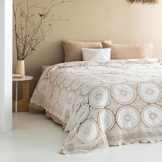 Palamaiki Kate Κουβερλί Υπέρδιπλο Βαμβακερό Λευκό 240x280cm