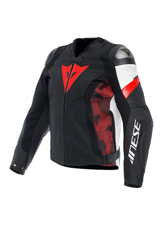 Dainese Avro 5 Winter Men's Riding Jacket Leather Black/red-lava/white