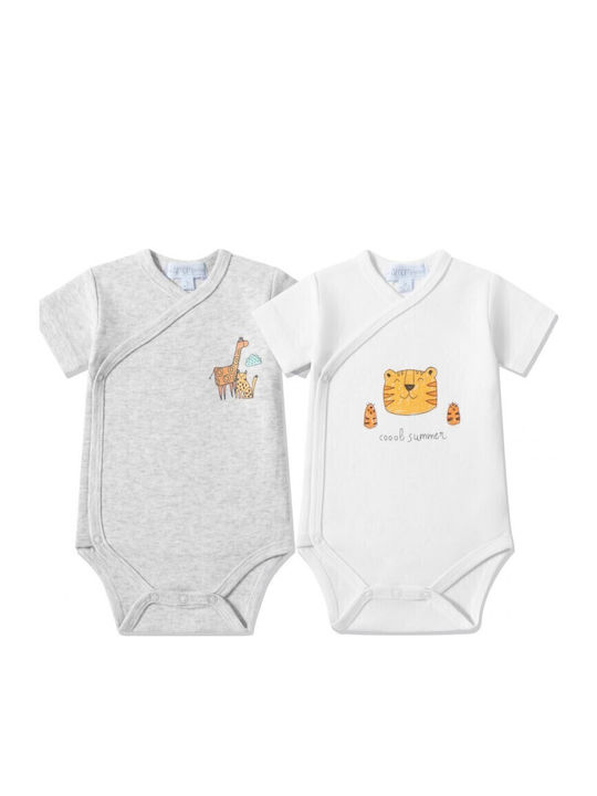 Set de 2 body-uri pentru bebeluși cu mânecă scurtă în diferite modele Amomi
