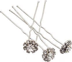Blumenhaarnadel aus Metall mit Steinen in Gold und Silber-Silber