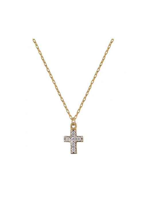 Gold Halskette Kreuz mit Kette St21719 14 Karat Gold Halskette Kreuz mit Kette St21719 14 Karat