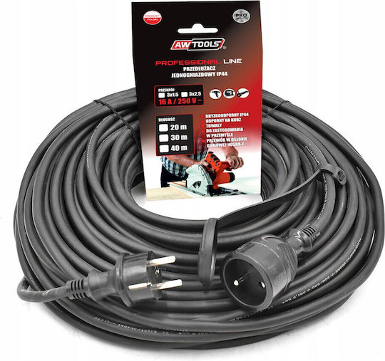 AWTools Waterproof Extension Cable Cord 3 x 2.5mm²/20m Black
