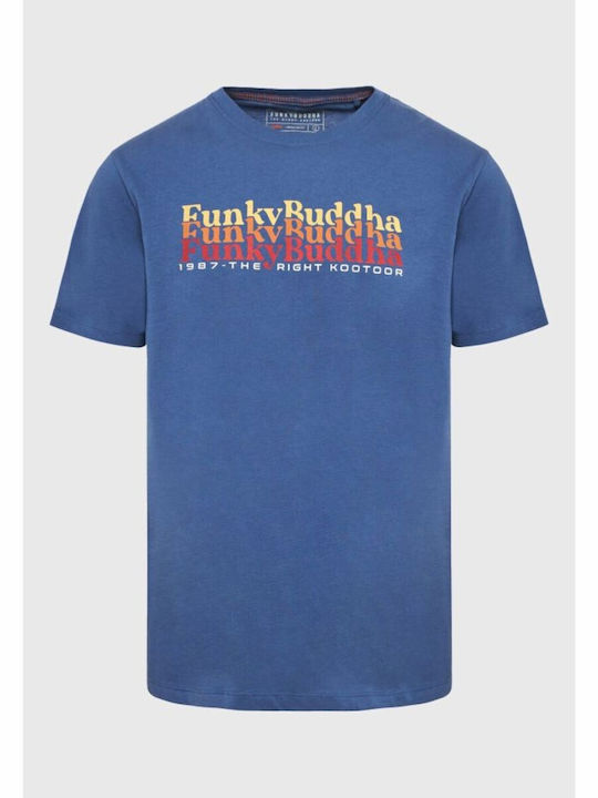 Funky Buddha Herren T-Shirt Kurzarm Blau
