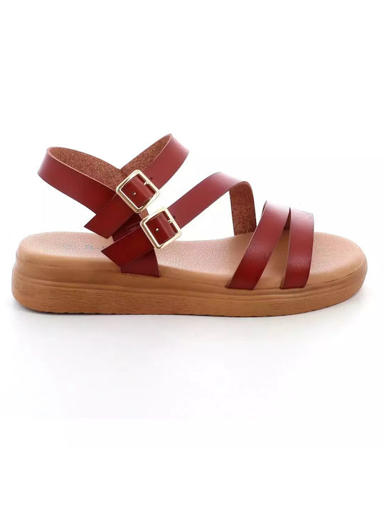 B-Soft Women's Flat Sandals Anatomic with Strap Flatforms in Brown Color