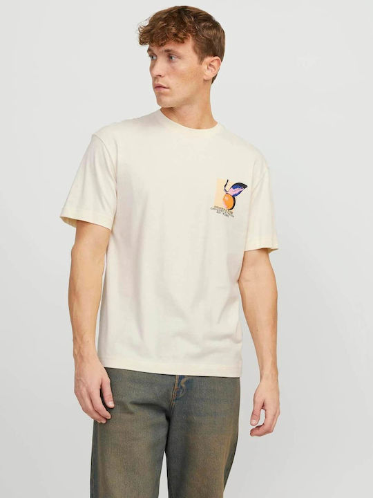 Jack & Jones T-shirt Bărbătesc cu Mânecă Scurtă Buttercream