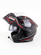 Soman 955 Black / Red Motorcycle Helmet Flip-Up DOT / ECE 22.05 1700gr with Sunvisor