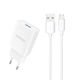 Dudao Φορτιστής με Θύρα USB-A και Καλώδιο micro USB Λευκός (A4EU)