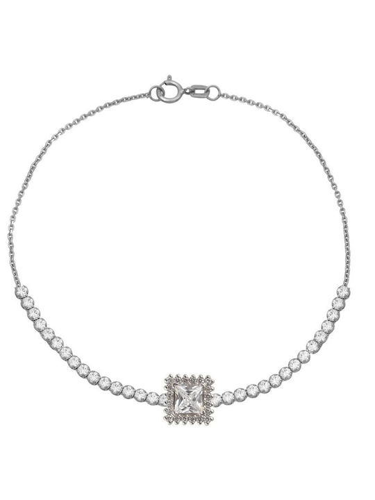 White Gold Riviera Bracelet Fb28811 With Square Zircon Stone. 14 Carat