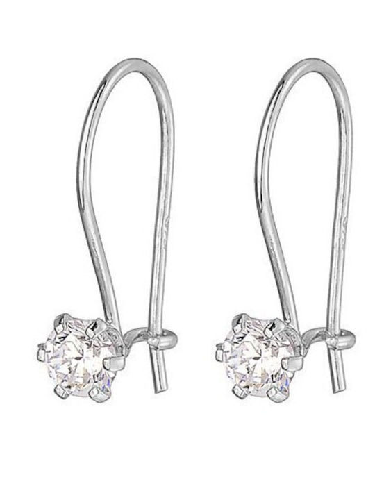 Atofio Kosmima Обици Висящи от White Gold с Камъни
