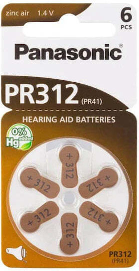Panasonic Батерии За Слухови Апарати 312 1.45V 6бр